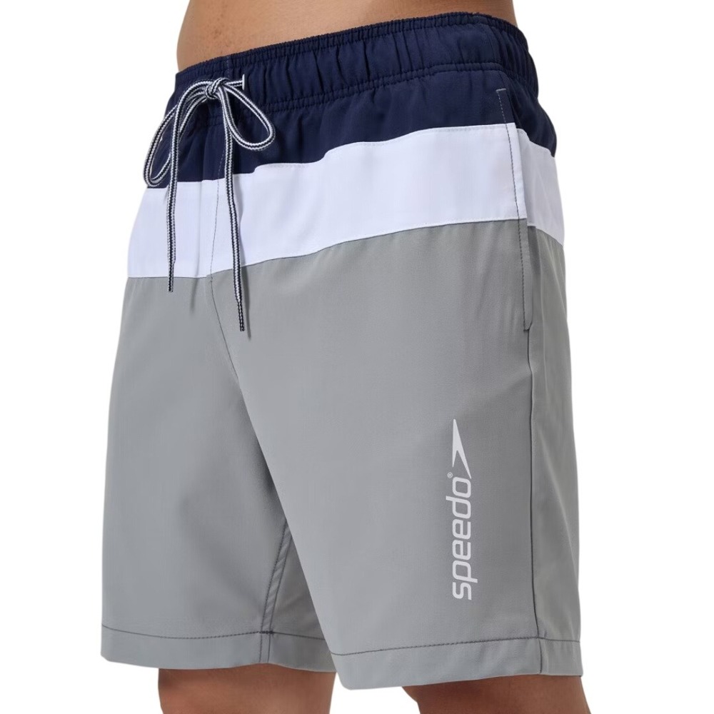 Speedo Men's 7.5"Gray Colorblock UPF 50+ Mesh Liner Swim Shorts Size M